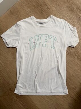 Live Fit White Tee with Mint Green Graphic